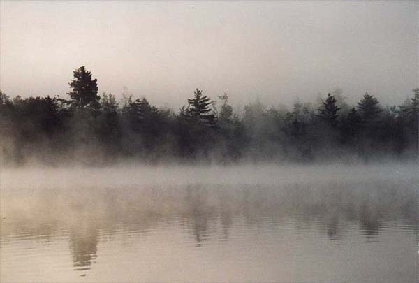 Mlha nad Echo Lake,Maine,USA